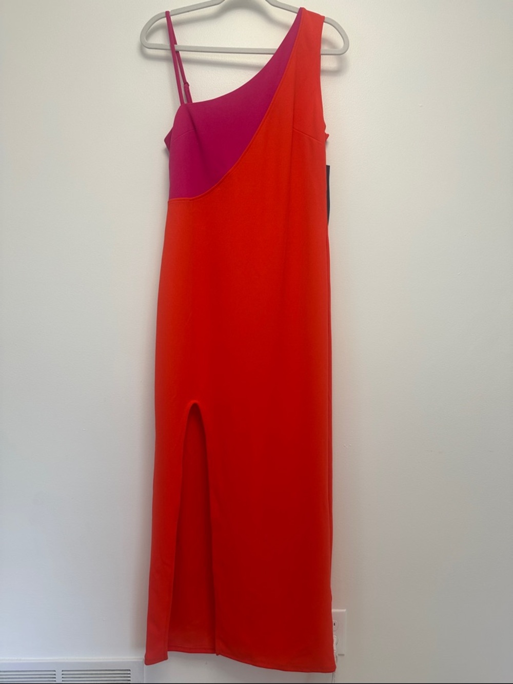 RACHEL Rachel Roy One-Shoulder Red and Fuchsia Evening Gown